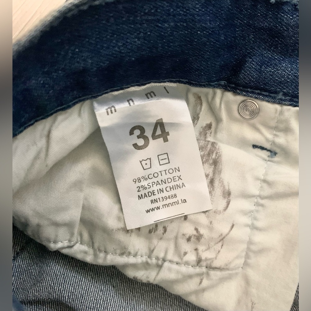 MNML Streetwear Jeans Distressed Blue Denim Sz 34 - Picture 10 of 12